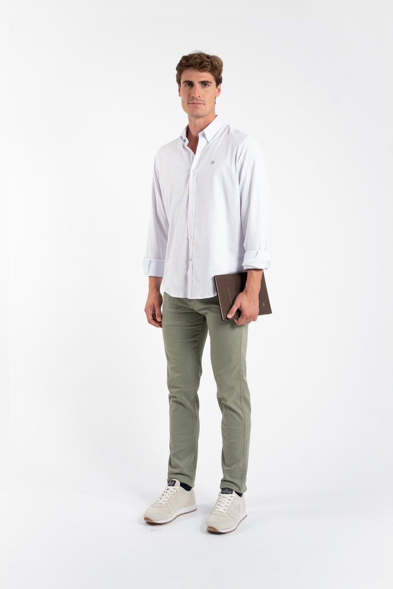 Camisa Oxford Lycra Blanco