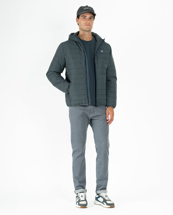 Chaqueta Ultralight Capucha Gris Oscuro