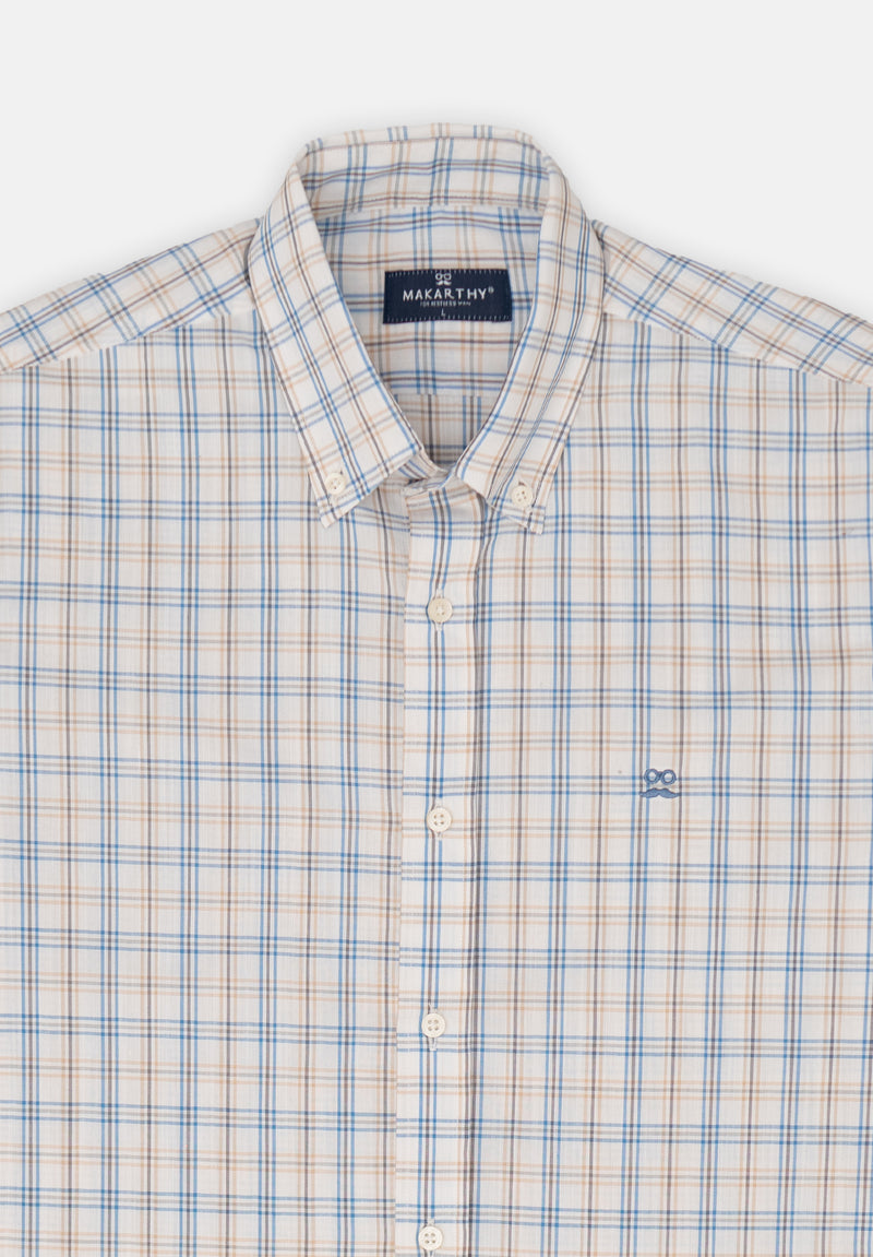 Camisa Multicuadros Azul Cielo