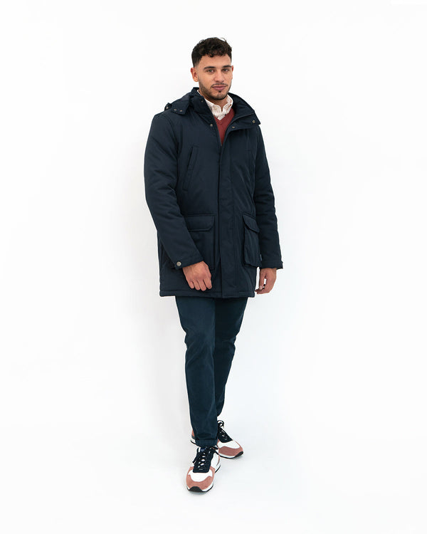 Gabardina Detachable Hood Marino