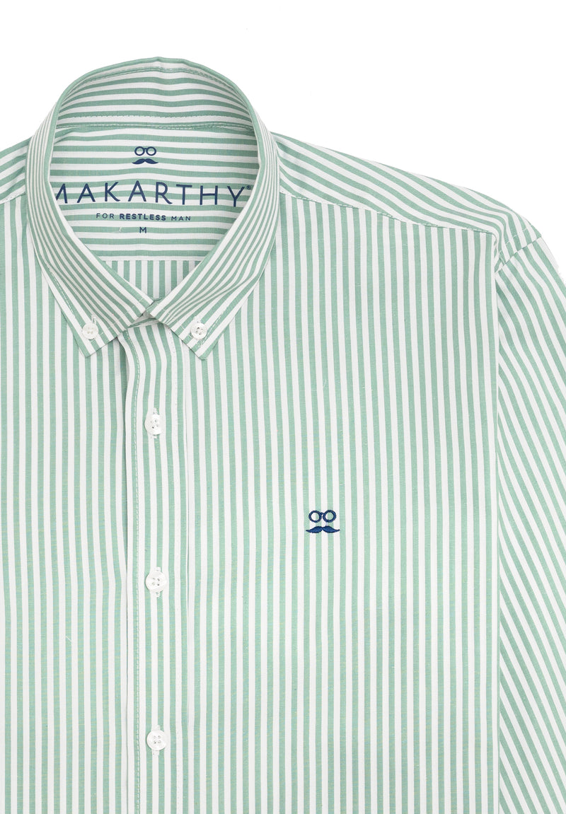 Camisa Chambray Rayas Verde Agua