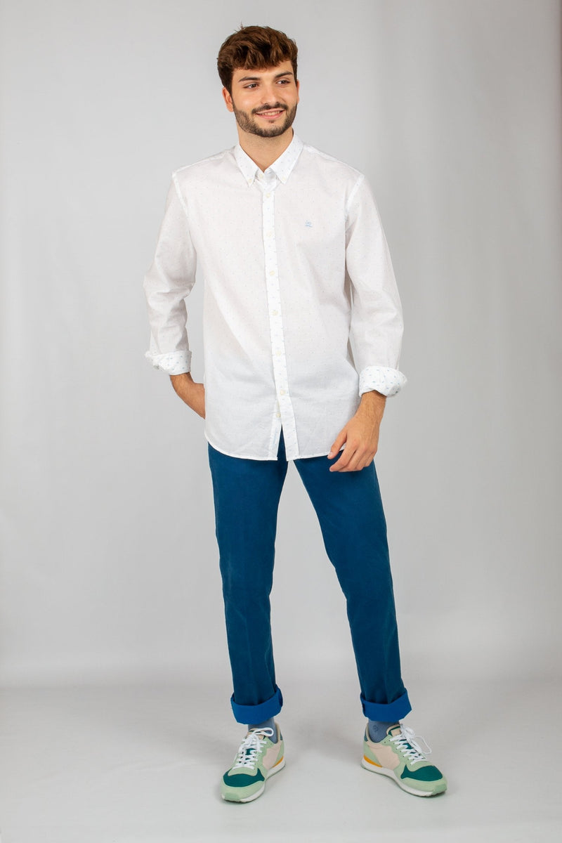 Camisa Oxford Mini Cuadro Blanco